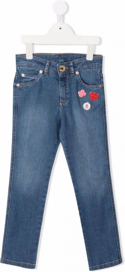 Lanvin Enfant Jeans met badge detail Blauw