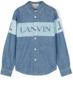 Lanvin Enfant Spijkershirt met logoprint Blauw