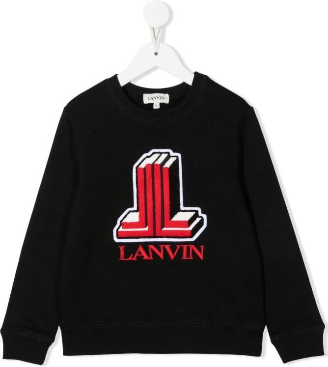 Lanvin Enfant Sweater met geborduurd logo Zwart
