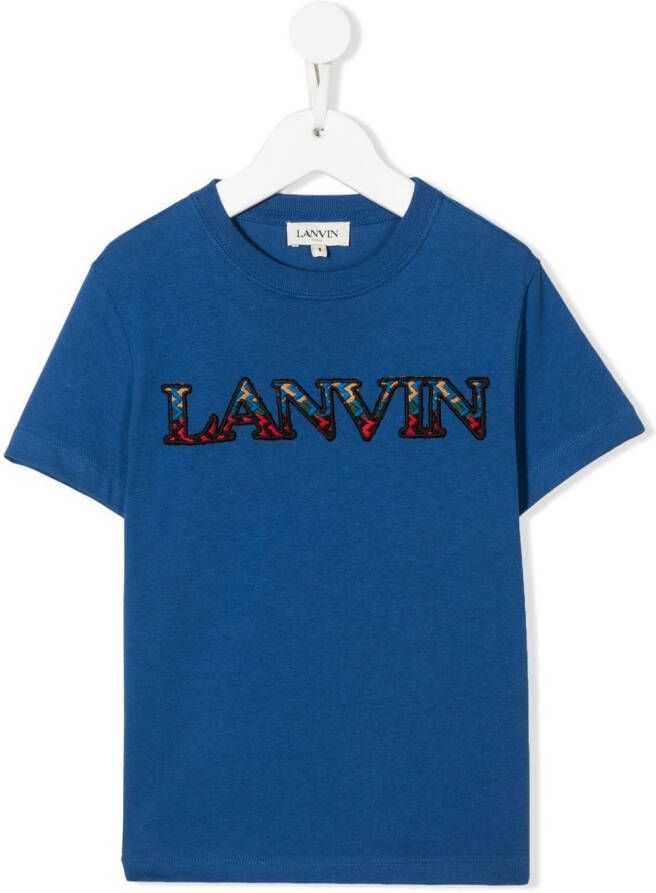 Lanvin Enfant T-shirt met geborduurd logo Blauw