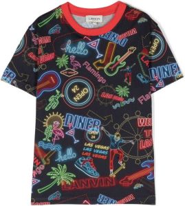 Lanvin Enfant T-shirt met grafische print Blauw
