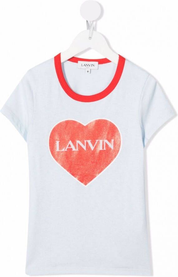 Lanvin Enfant T-shirt met logoprint Blauw