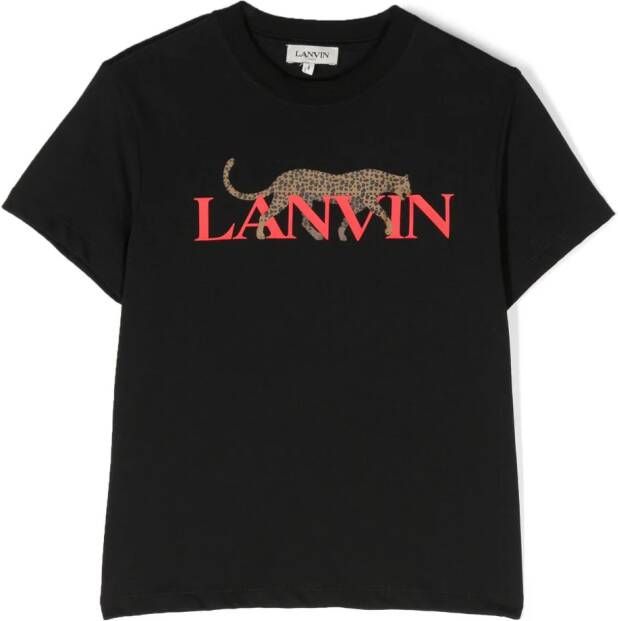 Lanvin Enfant T-shirt met logoprint Zwart