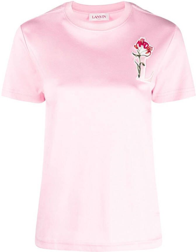 Lanvin T-shirt met geborduurde bloemen Roze
