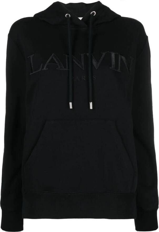 Lanvin Hoodie met geborduurd logo Zwart