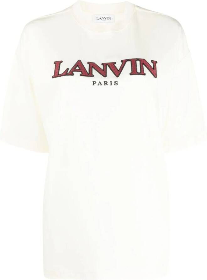 Lanvin T-shirt met ruches Beige