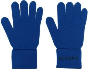 Lanvin Handschoenen met geborduurd logo Blauw
