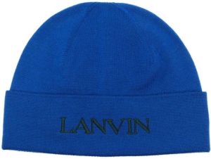 Lanvin Hoed met geborduurd logo Blauw
