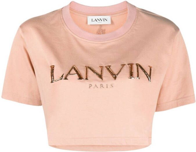 Lanvin T-shirt met logoprint Roze
