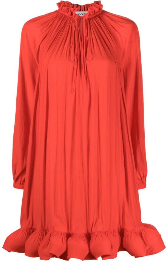 Lanvin Geplooide mini-jurk Rood