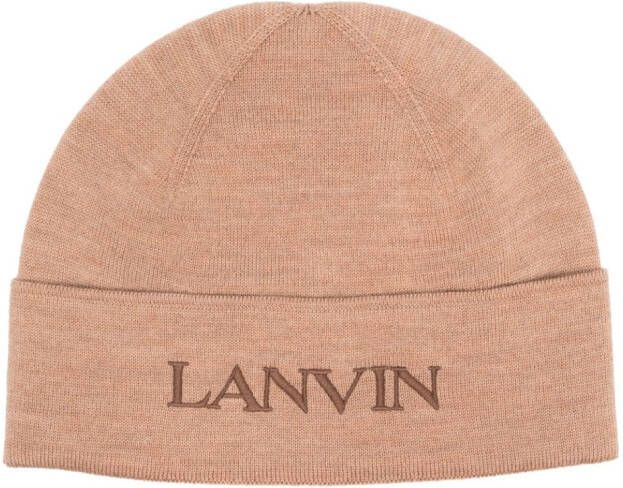 Lanvin Muts met geborduurd logo Bruin