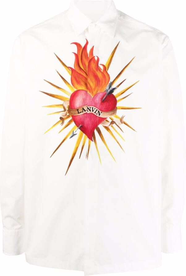Lanvin Overhemd met hartprint Wit