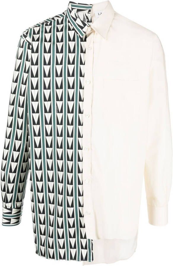 Lanvin Overhemd met geometrische print Beige