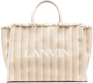 Lanvin Shopper met geborduurd logo Beige