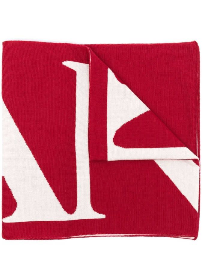 Lanvin Sjaal met colourblocking Rood