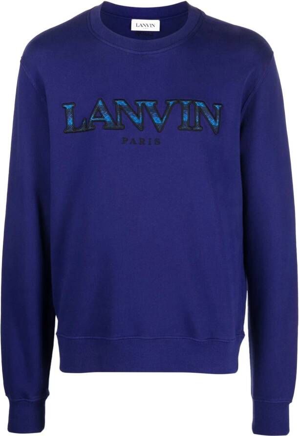 Lanvin Sweater met geborduurd logo Blauw
