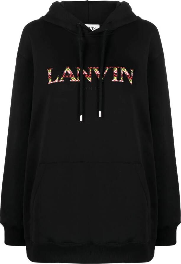 Lanvin logo-embroidered hoodie Zwart