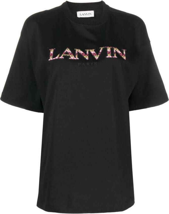 Lanvin T-shirt met geborduurd log Zwart