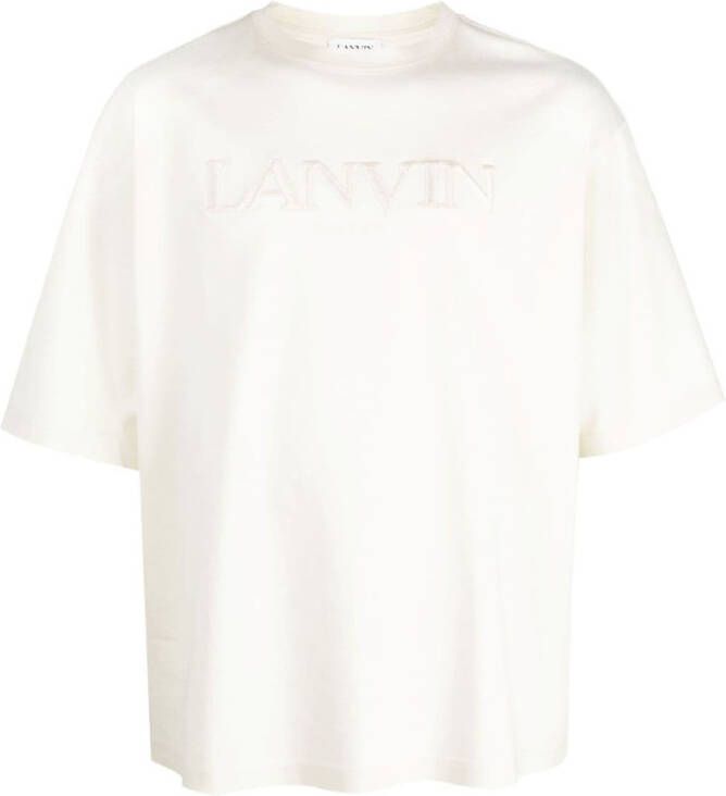 Lanvin T-shirt met geborduurd logo Beige