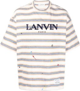 Lanvin T-shirt met geborduurd logo Beige