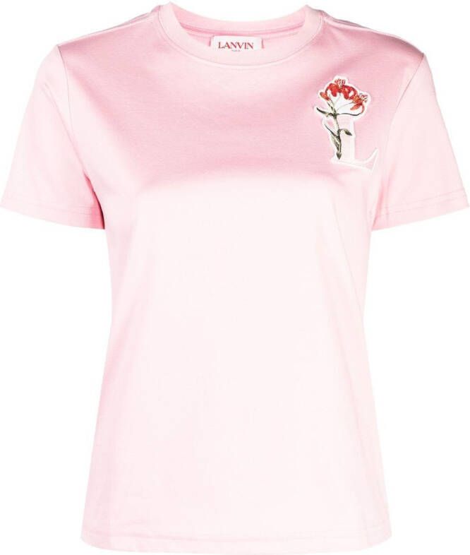 Lanvin T-shirt met geborduurd monogram Roze