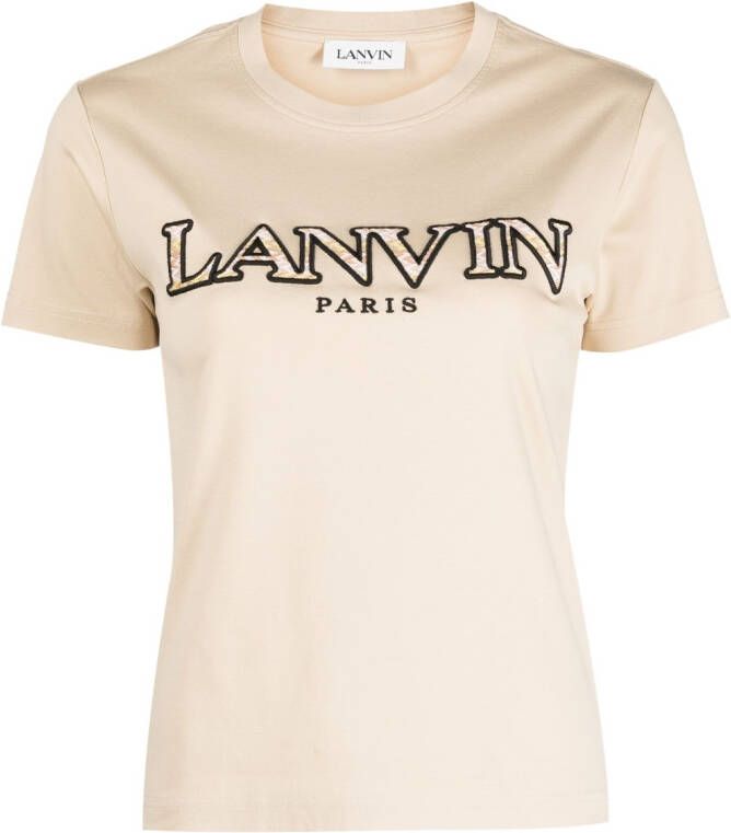 Lanvin T-shirt met logopatch Beige