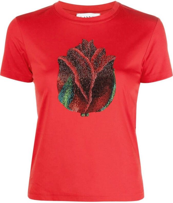 Lanvin T-shirt versierd met stras Rood