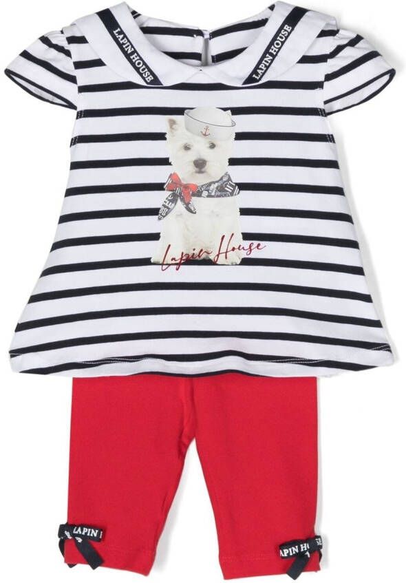 Lapin House Shirt en legging met hondenprint Rood