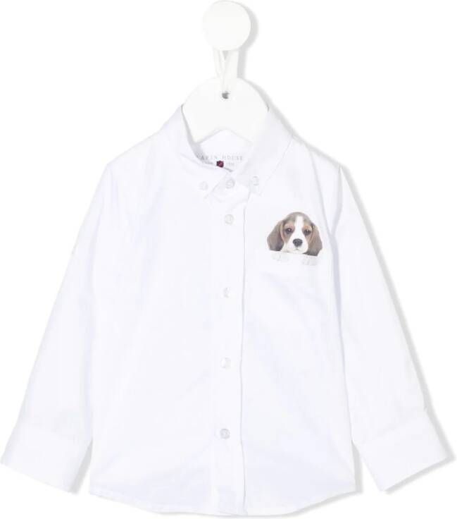 Lapin House Shirt met hondenprint Wit