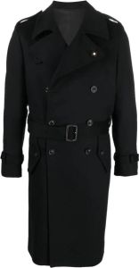 Lardini belted double-breasted trench coat Zwart