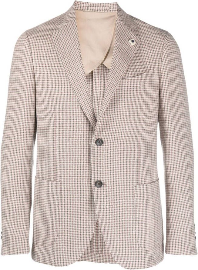 Lardini Blazer met pied-de-poule print Beige