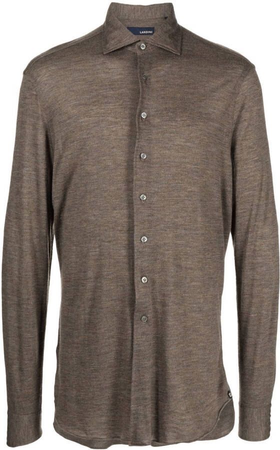 Lardini Poloshirt met lange mouwen Bruin