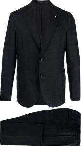 Lardini check pattern single-breasted suit Blauw