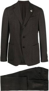 Lardini houndstooth-pattern single breasted suit Bruin