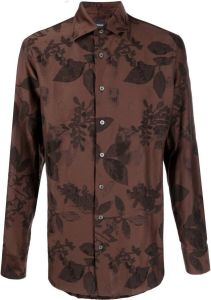 Lardini Overhemd met bloemenprint Bruin