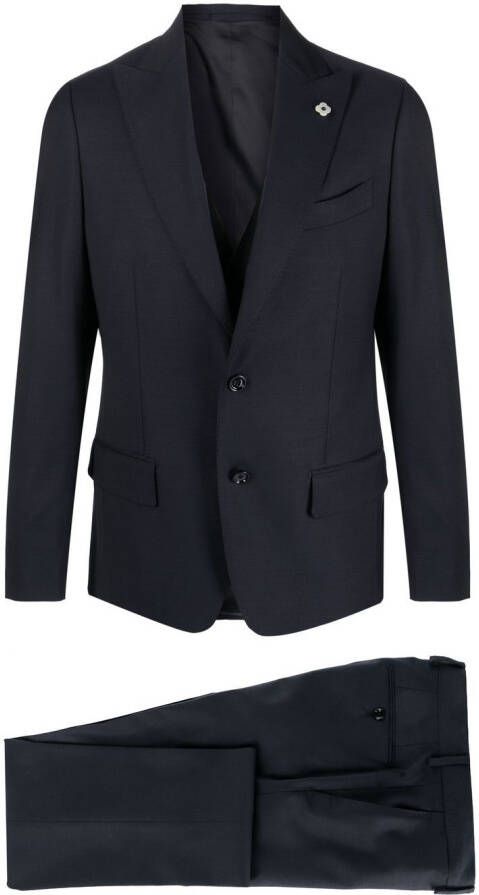 Lardini three-piece single-breasted suit Blauw