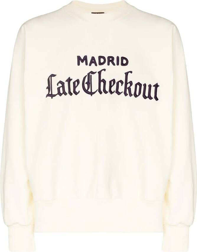 Late Checkout Sweater met geborduurd logo Beige