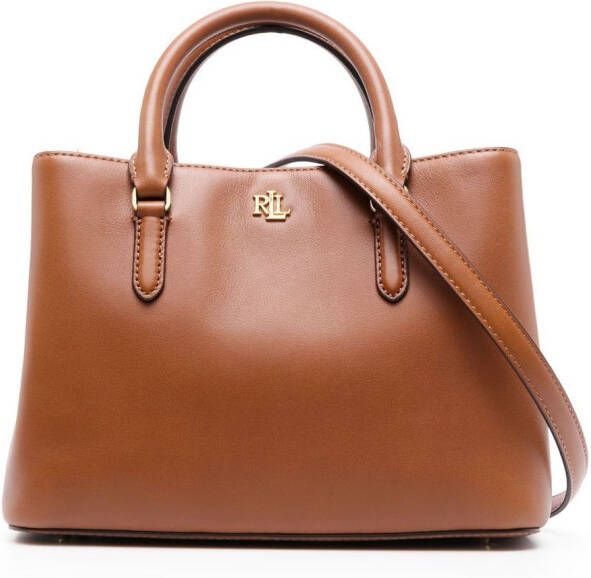 Lauren Ralph Lauren Marcy leren shopper Bruin