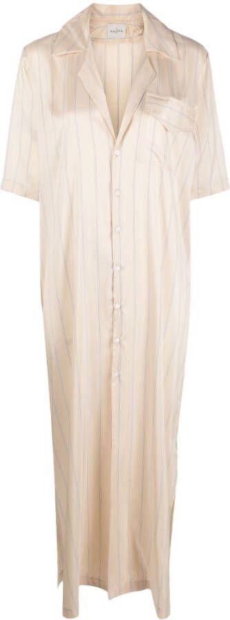 Le Kasha Gestreepte blousejurk Beige