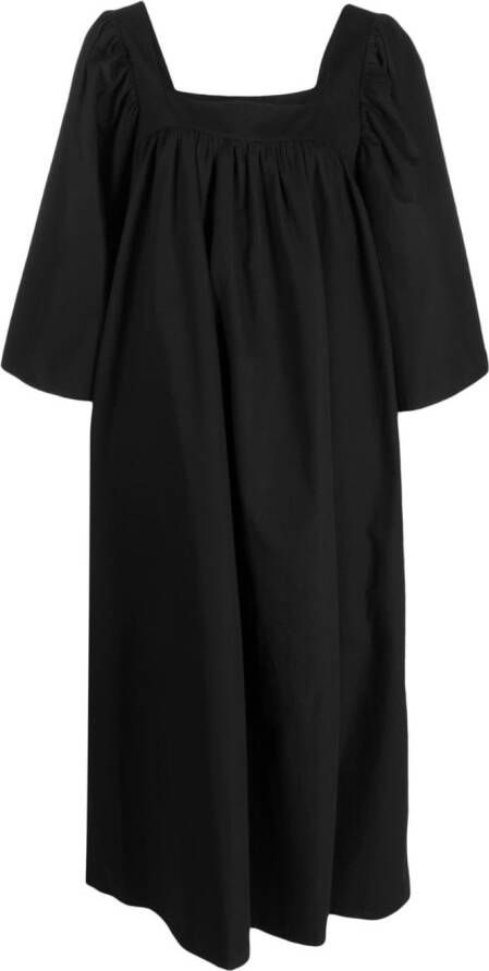 LE PETIT TROU Midi-jurk met vierkante hals Zwart