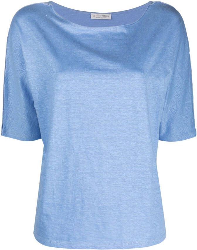 Le Tricot Perugia T-shirt met boothals Blauw
