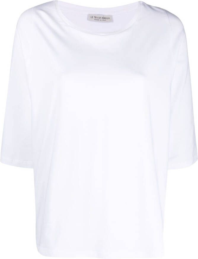 Le Tricot Perugia T-shirt met ronde hals Wit