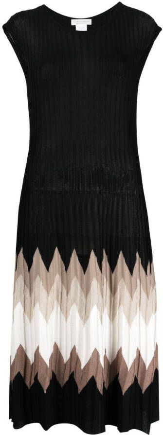 Le Tricot Perugia Jurk met zigzagpatroon Zwart