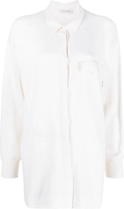 Le Tricot Perugia Fijngebreide blouse Wit