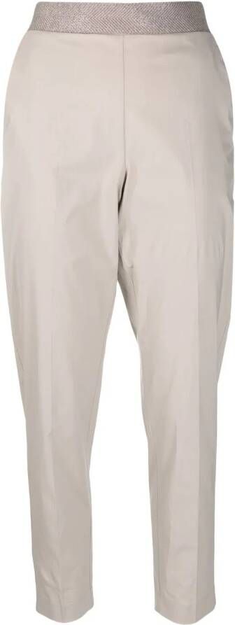 Le Tricot Perugia Pantalon met contrasterende taille Beige