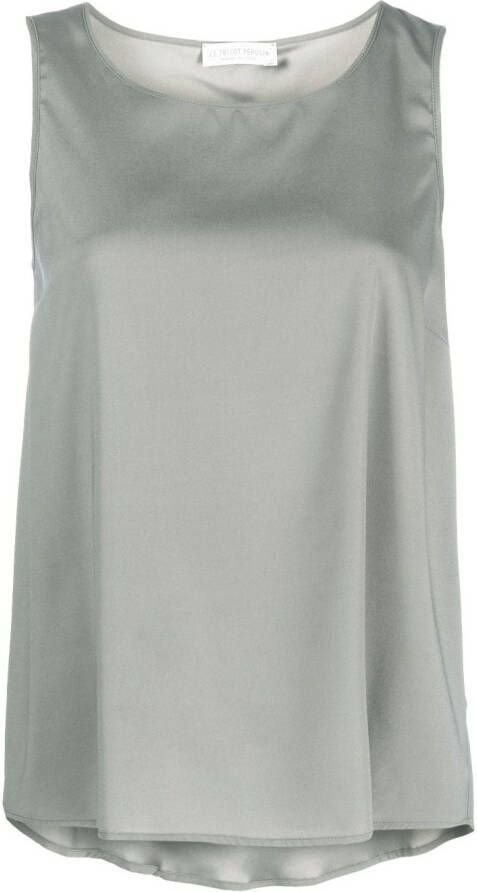 Le Tricot Perugia Tanktop met diepe ronde hals Groen