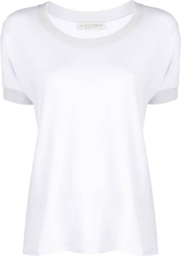 Le Tricot Perugia T-shirt met ronde hals Wit