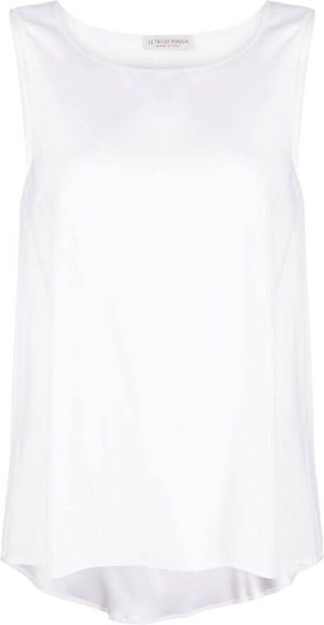 Le Tricot Perugia Tanktop met diepe ronde hals Wit