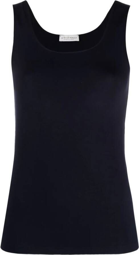 Le Tricot Perugia Tanktop met U-hals Blauw