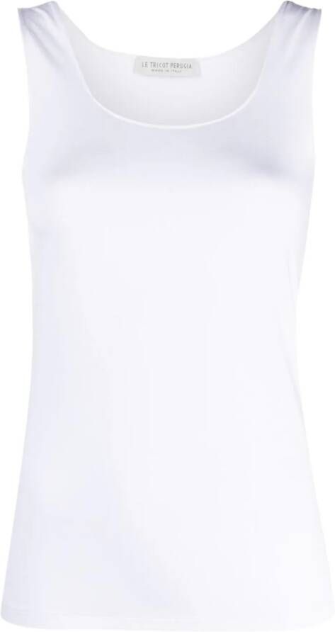 Le Tricot Perugia Tanktop met U-hals Wit